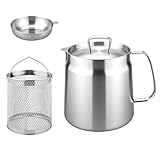 LUOJINYI Aceitera Acero Inoxidable 304, Freidora Aceite 2 Litro con Colador y Tapa, Ideal para Filtrar y Separar el Aceite en la Pot de Cocina y Oil-strainer, Colador de Aceite de Acero Inoxidable