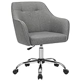 SONGMICS - Silla giratoria cómoda, Asiento ergonómico, Regulable en Altura, Carga 120 kg, Marco de Acero, Tela de imitación de Lino, para Oficina, Gris OBG019G01