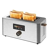 Cecotec Tostadora Vertical 2 Ranuras Largas Touch&Toast Extra Double. 1500 W, 4 Rebanas de Pan, Ranuras Extra Anchas 3,5 cm, Pantalla Táctil y Perilla Digital, Acabados en Acero Inoxidable