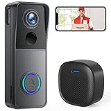 XTU Timbre Inalámbrico con Cámara, 1080P HD WiFi Timbre Videoportero Exterior Impermeable, Detección de Movimiento PIR, Visión Nocturna, Audio Bidireccional, Resistente al Agua IP66