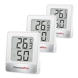 ThermoPro TP49-3 pequeño higrómetro digital termómetro interior termómetro ambiente monitor de temperatura y medidor de humedad para la comodidad de la oficina en casa termómetro reptil 3 piezas