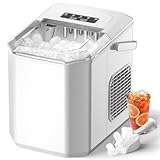 Máquinas para Hacer Hielo, Maquina de Hielo Portátil y Autolimpiante con Mango, Equipado con Hielo Pala de Puede Colocar Boca Abajo, 9 Cubitos Hielo Tipo Balas/6-10 Minutos, 12Kg/24h