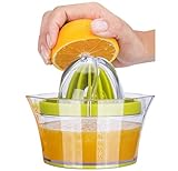 iheyfill 4 en 1 Exprimidor Zumo Manual, Exprimidor de Mano Portátil para Naranja Limón Lima y Cítricos, Separador de Yemas de Huevo con Recipiente de 400ml