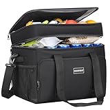 Hulongo Bolsa Térmica Isotérmica Grande Bolsa Nevera Doble Impermeable a Prueba de Fugas para Picnic, Viajes, Camping, Compras y Pesca, 42L, Negro