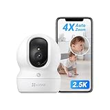 EZVIZ Camara de Vigilancia Interior con Seguimiento Automático, 4MP Cámara IP Domicilio WiFi 360° para Bebe con Visión Nocturna Color, Detección Humana,Llamada Bidireccional, Soporta 512GB, CP1 4MP
