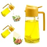 600 Ml 2 en 1 Pulverizador Aceite,Dispensador De Aceite Para Freidora De Aire,Dispensador De Aceite De Oliva De Vidrio,Puede Rociar Aceite Y Verte Rpara Cocinar,Asar,Hornear,Pasta,Ensaladas (Amarillo)