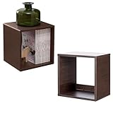 Iris Ohyama, Biblioteca, Lote de 2 Muebles auxiliares, Estantes de Almacenamiento extraíbles, Diseño, Moderno, Oficina, Dormitorio, Salón - QR-34 - Marrón