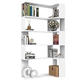 HaodaCulture Estantería Esquinera, Libreria de 5 Niveles, Estantería de Exposición, Armario de Libros, Estantería para Plantas, para Sala de Estar, Dormitorio, Oficina, Blanca 90x48x169 cm