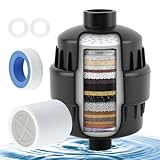 Filtro de ducha de 20 etapas, filtro de agua dura, filtro de agua de ducha de alta salida para eliminar cloro-e y fluoruro Vitami-n C, suavizante de agua consistente filtro de cabezal de ducha (negro)