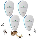 Repelente Ultrasónico de Plagas,2024 Nuevo Electrónico Repelente Mosquitos Insectos para Interiores Anti Cucarachas, Moscas,Mosquitos,Ratones,Arañas,100% Inofensivo para Mascotas y Humanos