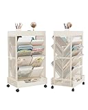 UMDONX Metálico Estantería de Escritorio Móvil para Aula,Estantería Libros con Ruedas Móvil,para Estudio, Sala de Conferencias, Aula (Blanco 42x30x71 CM)