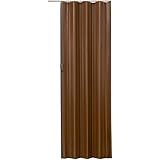 tectake® puerta plegable pvc, manija doble, altura recortable, cierre magnético, repelente al agua, puertas correderas de interior, resistente al agua, puerta corredera plegable - Teca