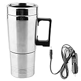 Dingln Thermo Eléctrico, 350 ml + 150 ml de acero inoxidable para coche, hervidor eléctrico, té termo, taza de agua, calefacción, 12 V