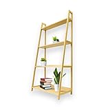 KARAT Estantería de bambú Zaria – 125 x 32 x 63 cm – Escalera para plantas con 4 niveles – Estantería para flores – Estantería para plantas de bambú – Estantería de escalera