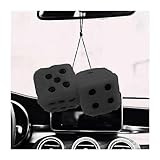 JNNJ Coche Que Cuelga Los Dados Peludos, Dados Esponjosos Colgando Para Espejo De Coche, Fuzzy Dados Con Puntos Felpa Para Decoración Del Interior Automóvil, Superficie Del Refrigerador(Negro)