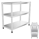 Mesa de Trabajo de Acero Inoxidable, Patas Ajustables industriales, Mesa de preparación, estantería de Almacenamiento para el Almacenamiento en cocinas, restaurantes, 40 * 80cm