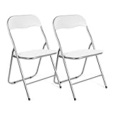 THE SECRET HOME - Pack de 1, 2, 4 y 6 Sillas Plegables Acolchadas - Asiento Auxiliar para el Hogar - Ideal para Cocina, Comedor, Salón, Dormitorio - 44 x 46 x 79 cm (2, Blanco)