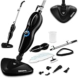 ZEEGMA PUUR Mopa de Vapor 2 en 1 1500W – Limpieza y Desinfección sin Químicos (Elimina 99,7% de Bacterias), Calentamiento en 25 seg, Con 7 Accesorios, Ideal para Alérgicos y Mascotas