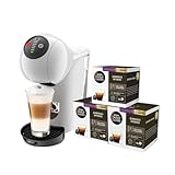 Krups Nescafé Dolce Gusto Genio S, Máquina Compacta de Cápsulas Multibebidas, Alta Presión, Espresso con Crema en 30 Segundos, Parada Automática, Diseño XL, Blanca + 3 Packs de Café Intenso