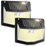 Luz Exterior Solar LED Jardin: 248 LED Luces Solares de 3 Modos Sensor Movimiento con 270° Iluminacion Solar Exteriores Lampara IP65 Impermeable Light Focos Exterior Solares para Jardín 2 Paquete