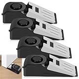 4 topes de puerta con alarma, 120 dB, cuña portátil, alarma de entrada, tope de puerta con goma antideslizante y alarma, alarma para puerta, protección antirrobo, seguridad de viviendas