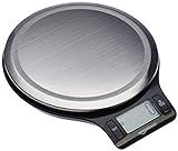 Amazon Basics Báscula de cocina digital con pantalla LCD, sin bisfenol A (BPA), de acero inoxidable (pilas incluidas), Negro