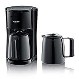 SEVERIN - Cafetera de goteo con jarra adicional para 16 tazas, Cafetera de filtro / Cafetera americana con 2 jarras termo, desconexión automática, Negro, KA 9307