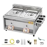 Freidora de gas 20 litros, Freidora de gas profesional de acero inoxidable comercial con cesta, Botones de control independientes para cocina, restaurante, snack bar