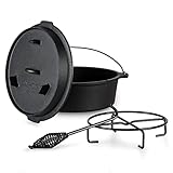 ToCis Big BBQ Horno Holandés de Hierro con Tapa, Olla Hierro Fundido con Capacidad de 13,6 l., Cazuela con Tapa para Horno a Prueba de Goteo, Sartén para Cocina en Camping y BBQ para Brasas y Parrilla