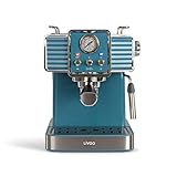 LIVOO Feel good moments - Máquina de café expreso de 15 barras, calentador termoblock | boquilla de vapor de capuchino, leche caliente | Retro Look Blue, 1350W DOD174 Azul