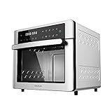 Cecotec Horno Freidora de Aire Caliente Bake&Fry 2500 Touch Steel. 1600 W, 25 Litros, Convección, Pantalla Táctil, 9 Funciones, Temperatura y Altura Regulable, Acero Inoxidable