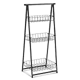 TIENDA EURASIA - Estantería Metálica Escalera, Color Negro, 44 x 31 x 90 cm, Almacenamiento de Cocina, Metalica, 3 Estantes extraibles, Estanteria para Cocina