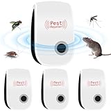 4 Pack Repelente Ultrasónico de Plagas,Electrónico Repelente Mosquitos Control de Plagas,Repelente Ultrasónico Anti Mosquitos para Interiores, para Interiores Anti Ratones,Cucarachas,Moscas,Mosquitos