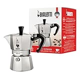 Bialetti - Moka Express: Icónica Cafetera Italiana para Espresso, Auténtico Café Italiano, Cafetera Moka 1 Taza (60 Ml), Aluminio, Plata