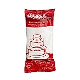 Dekora - Pasta de Azúcar Fondant Blanco para Tartas, galletas, cupcakes - Elástico y fácil de trabajar - Modelado Fácil - Sin gluten, Halal y Kosher - 250 g