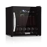 KLARSTEIN Nevera Pequeña Puerta Cristal Habitaciones, Nevera Portatil Electrica, Mini Nevera Pequeña para Bebidas, Frigorificos Pequeños 47L, Mini Frigorifico con Estantes, Neveras Pequeñas