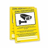 Cartel Videovigilancia - Placa Zona Videovigilancia - Cartel Alarma - Cártel Cámara 20 x 15 cm Orificios - Interior/Exterior - Resistente y Duradero (2)