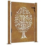 vidaXL Puerta de jardín Acero corten diseño árbol 105x155 cm