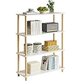 IBUYKE Estantería Abierta de Madera de 4 Pisos - Moderna estantería Independiente, estantería Vertical, Estante de exhibición Multifuncional para dormitorios WBC004W