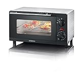 SEVERIN Mini horno tostador, horno compacto de sobremesa con grill, horno pequeño con bandeja y temporizador de 60 minutos, 800 W, 9 L, negro, TO 2052