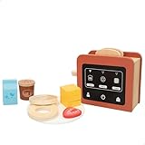 WOOMAX Tostadora de Madera Infantil, 9 Accesorios, Electrodoméstico de Juguete, Complementos Cocina, Juegos educativos, Juguetes niños 2 años, Regalos cumpleaños niños (47598)