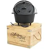 BBQ-Toro Horno Holandés ++ Mi Olla ++ I Edición Especial I 9 Litros I Caja de Madera I Levantador de Tapas y Pequeña Sorpresa I Cazuela de Hierro Fundido I Curado
