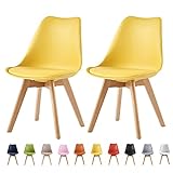 mcc direct Juego de 2 sillas de comedor, sillas de cocina, sillas de oficina, silla de diseño, Eva (amarillo)