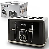 Breville Aura tostador de 4 rebanadas | Panel de control táctil | Elevación extra alta | Ranuras de ancho variable | Negro brillante [VTR019]