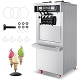 Heladera profesional Soft Serve con compresor autorefrigerante, con función de conservación, preparación en 15 min, 2200 W, autoportante, acero inoxidable, 6 l x 2