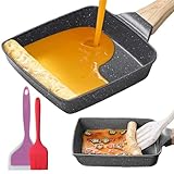 SPORWAY Sartén Omelette Antiadherente, Sartén para Tortilla Tamagoyaki Rectangular Japonesa, Antiadherente Retangle Sartén Apta para Todo Tipo de Cocinas, Horno y Lavavajillas - 18 x 15 cm (Negro)