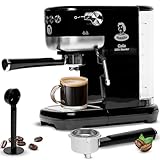 Juanita GalaSlender Cafetera Express Semiautomatica, 1350W, 20 Bares, 1,3L, Maquina de Cafe con Brazo de Doble Salida, Brazo Vaporizador, Bandeja de Goteo Extraíble, Acero Inoxidable