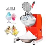 VEVOR Máquina para Picar Hielo Eléctrica 100 kg/h Picadora de Hielo Comercial 300W Cabezal de Acero Inoxidable de 4 Cuchillas Trituradora de Hielo Eléctrica para Bebidas Frías Bar Restaurante, Naranja