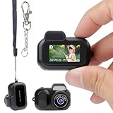 Genérico Keychain Camera, 1080P HD Mini Camera Keychain That Works, Key Chain Mini Photo/Video Camera, Retro Portable Mini Pixel Camera with Eight Filters for Indoor Home Outdoor (No Memory Card)