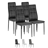 VS Venta-stock Set de 4 sillas Comedor Chelsea tapizadas Negro, certificada por la SGS, 42 cm (Ancho) x 51 cm (Profundo) x 97 cm (Alto)